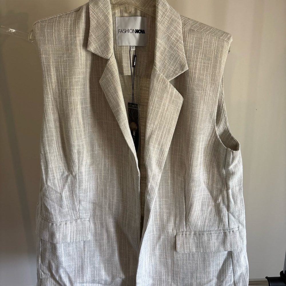 Fashion Nova Cream Textured Vest